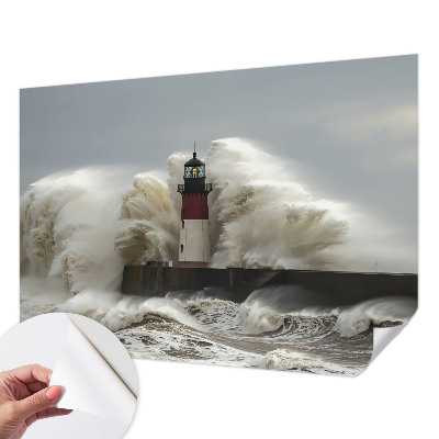 Stick-on wall mural with a sea waves design
