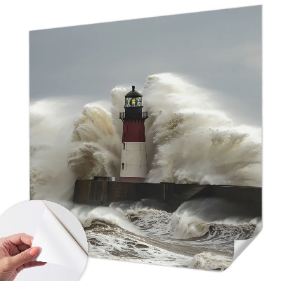 Stick-on wall mural with a sea waves design