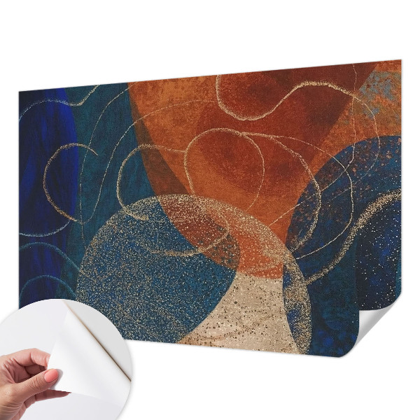 Peel and stick wall mural for bedroom with colorful abstract forms