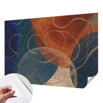 Peel and stick wall mural for bedroom with colorful abstract forms