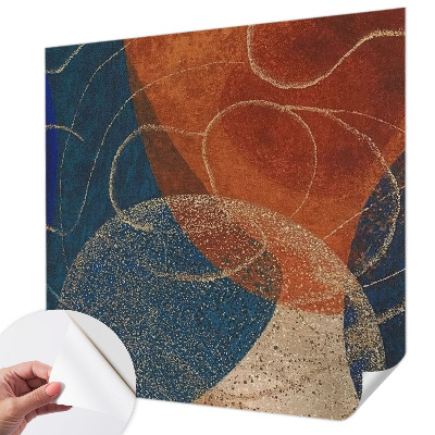 Peel and stick wall mural for bedroom with colorful abstract forms