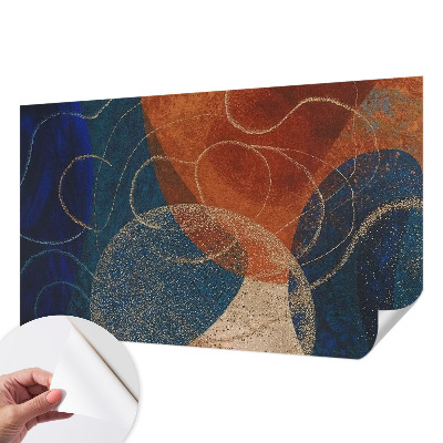 Peel and stick wall mural for bedroom with colorful abstract forms