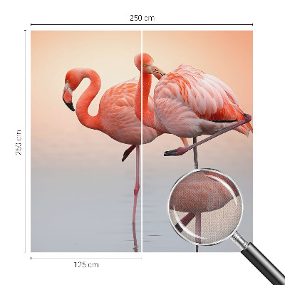 Self-adhesive wall mural with a delicate flamingo pattern