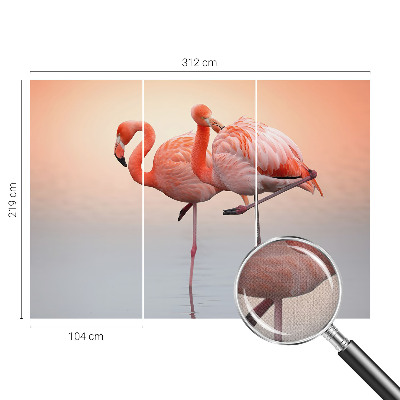 Self-adhesive wall mural with a delicate flamingo pattern