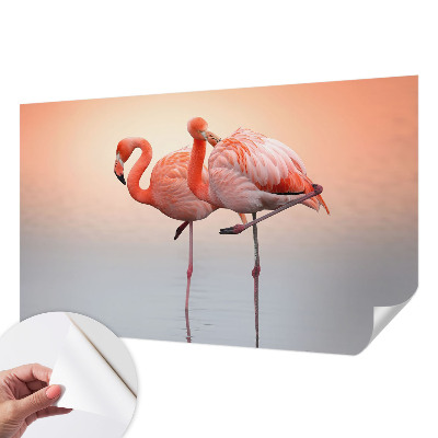 Self-adhesive wall mural Delicate flamingos