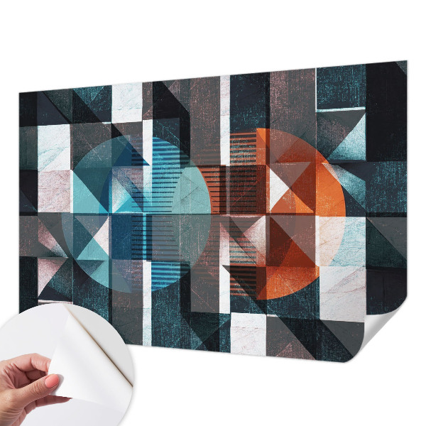 Baby room wall mural with abstract forms