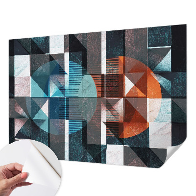 Baby room wall mural with abstract forms