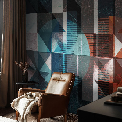 Baby room wall mural with abstract forms