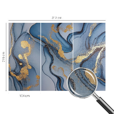 Children's wall mural with a blue waves design