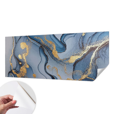 Children's wall mural with a blue waves design
