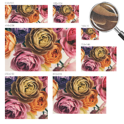 Removable wall mural wallpaper with a colorful rose pattern