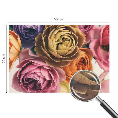 Removable wall mural wallpaper with a colorful rose pattern