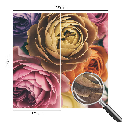 Removable wall mural wallpaper with a colorful rose pattern