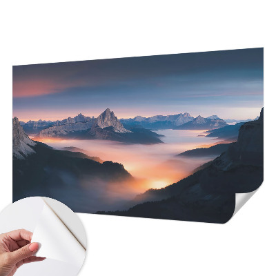 Peel and stick wall mural featuring the rising sun design