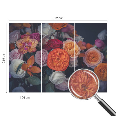 Peel and stick wallpaper mural with a colorful bouquet design