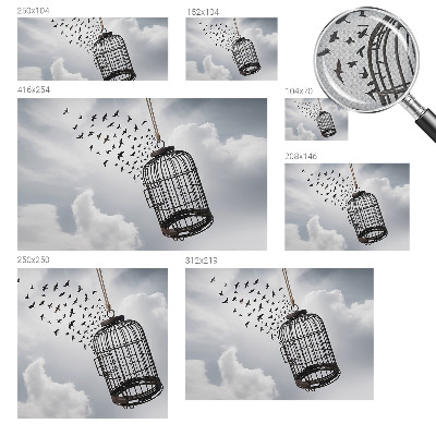 Self-adhesive wall mural with a flying birds motif