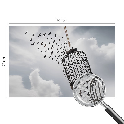 Self-adhesive wall mural with a flying birds motif