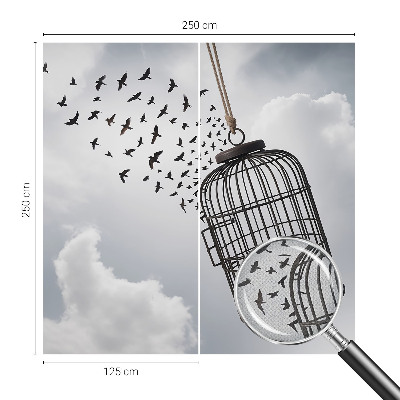 Self-adhesive wall mural with a flying birds motif