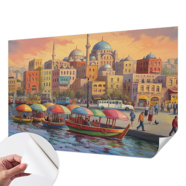 Self-adhesive photo wallpaper with an urban coast design