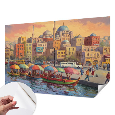Self-adhesive photo wallpaper with an urban coast design