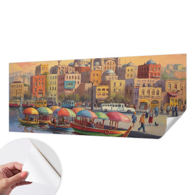 Self-adhesive photo wallpaper with an urban coast design