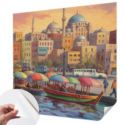 Self-adhesive photo wallpaper with an urban coast design