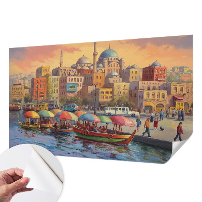 Self-adhesive photo wallpaper with an urban coast design