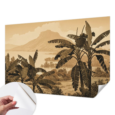 Stick-on wall mural with a tropical panorama design