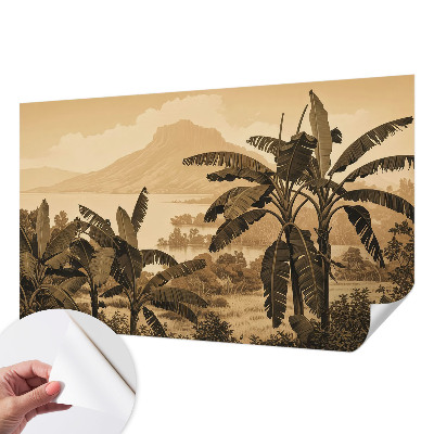 Stick-on wall mural with a tropical panorama design