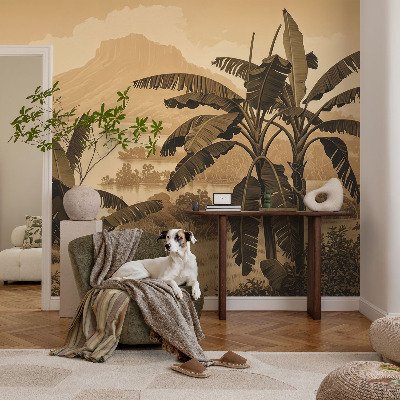 Stick-on wall mural with a tropical panorama design