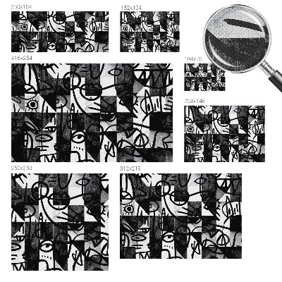 Stick-on wall mural with a chaotic hand-drawn design