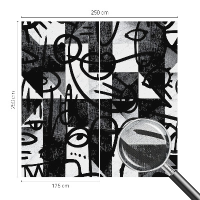 Stick-on wall mural with a chaotic hand-drawn design