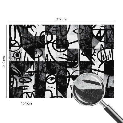 Stick-on wall mural with a chaotic hand-drawn design