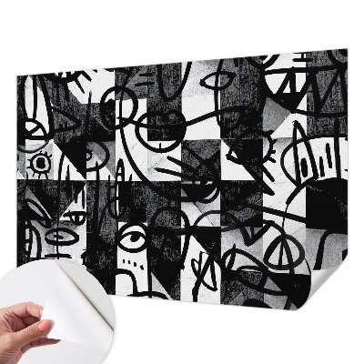 Stick-on wall mural with a chaotic hand-drawn design