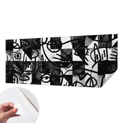 Stick-on wall mural with a chaotic hand-drawn design