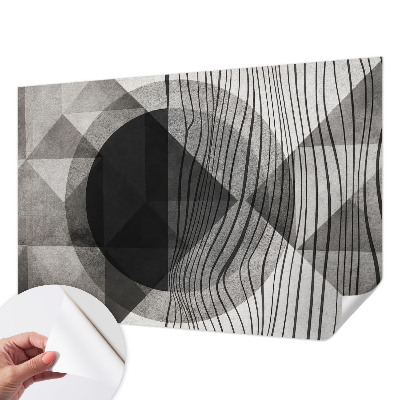 Peel and stick wall mural for living room with an abstract shapes design