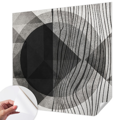 Peel and stick wall mural for living room with an abstract shapes design