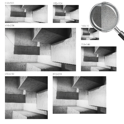 Removable wall mural featuring geometric sculptures