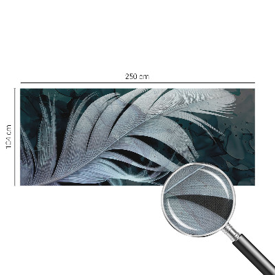 Peel and stick wall mural for bedroom with an ethereal feather design