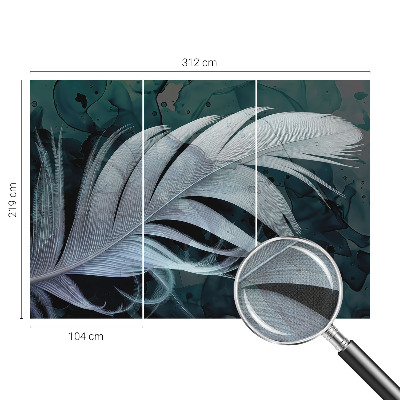 Peel and stick wall mural for bedroom with an ethereal feather design