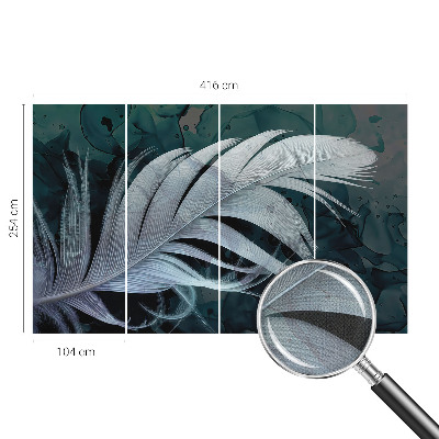 Peel and stick wall mural for bedroom with an ethereal feather design