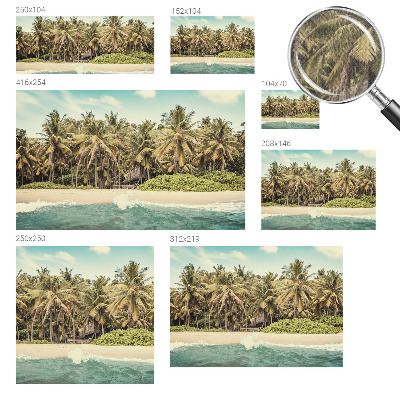 Nursery wall mural with a tropical beach design
