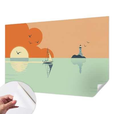 Peel and stick wallpaper mural with a sea-themed design
