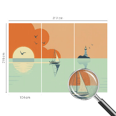 Peel and stick wallpaper mural with a sea-themed design
