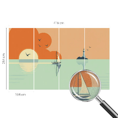Peel and stick wallpaper mural with a sea-themed design