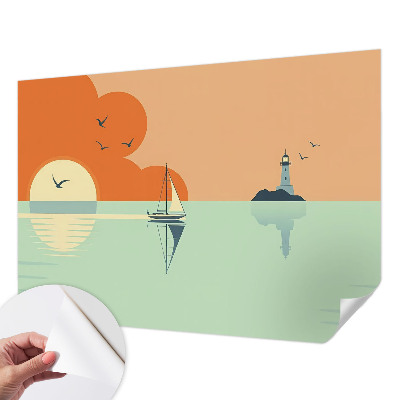 Peel and stick wallpaper mural with a sea-themed design