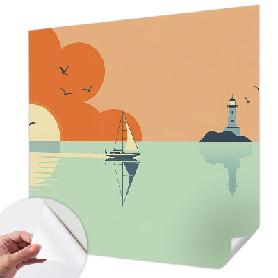 Peel and stick wallpaper mural with a sea-themed design