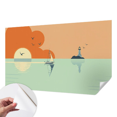 Peel and stick wallpaper mural with a sea-themed design