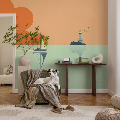 Peel and stick wallpaper mural with a sea-themed design