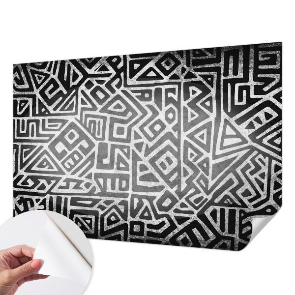 Self-adhesive photo wallpaper with a geometric maze design